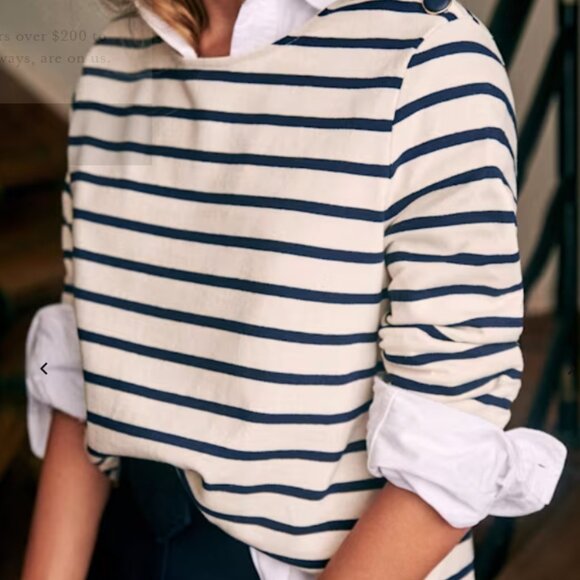 Sezane Colette Marinière Size M Ecru/Navy - Picture 2 of 3